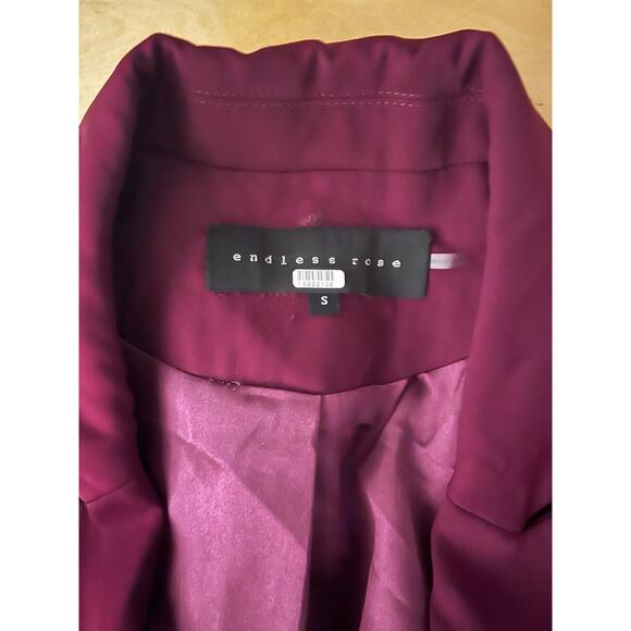 Endless Rose Single Breasted Blazer Jacket Purple Burgundy Button Pockets Small - Picture 4 of 4